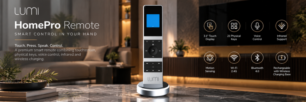 Lumi HomePro Remote with Wireless Charging Base and Touchscreen Display